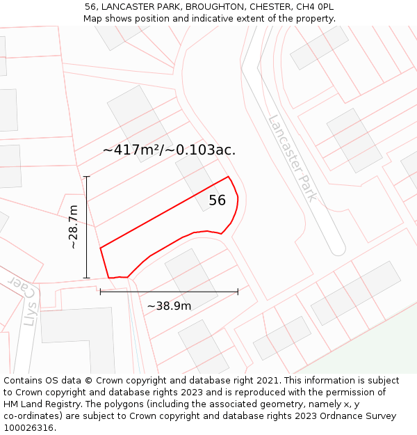 56, LANCASTER PARK, BROUGHTON, CHESTER, CH4 0PL: Plot and title map