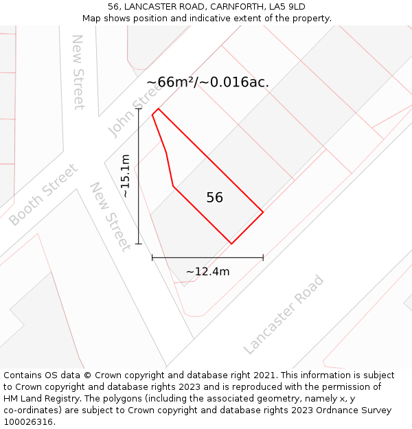 56, LANCASTER ROAD, CARNFORTH, LA5 9LD: Plot and title map