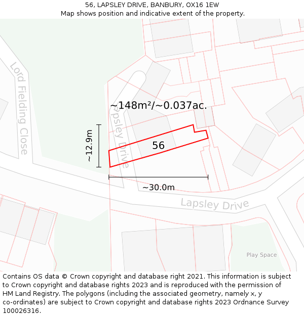 56, LAPSLEY DRIVE, BANBURY, OX16 1EW: Plot and title map