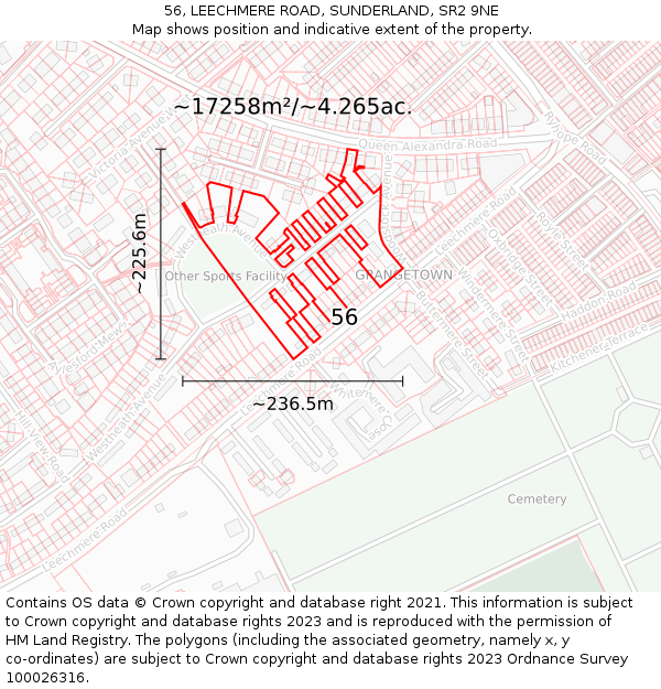 56, LEECHMERE ROAD, SUNDERLAND, SR2 9NE: Plot and title map
