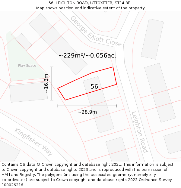 56, LEIGHTON ROAD, UTTOXETER, ST14 8BL: Plot and title map