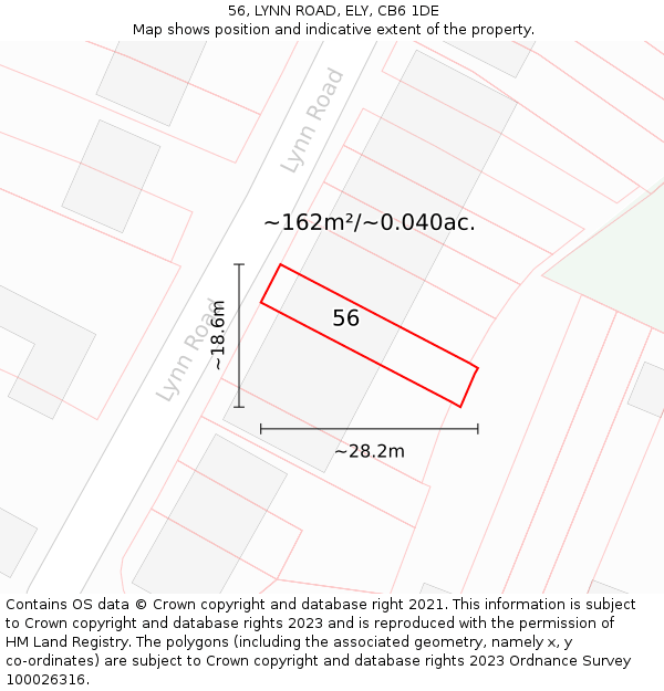 56, LYNN ROAD, ELY, CB6 1DE: Plot and title map