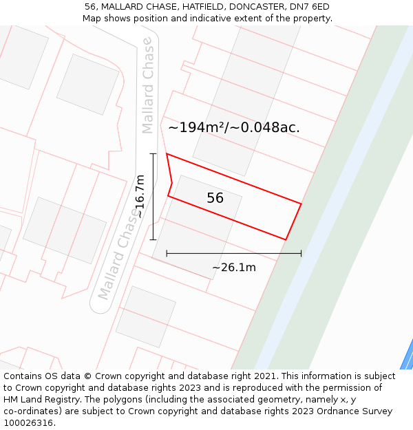 56, MALLARD CHASE, HATFIELD, DONCASTER, DN7 6ED: Plot and title map