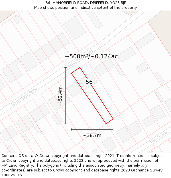 56, MANORFIELD ROAD, DRIFFIELD, YO25 5JE: Plot and title map