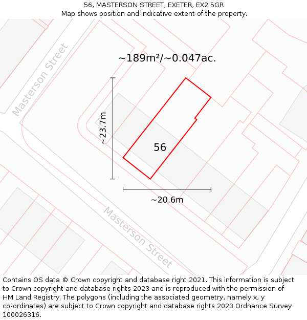56, MASTERSON STREET, EXETER, EX2 5GR: Plot and title map