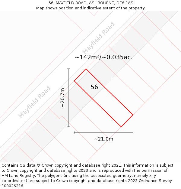56, MAYFIELD ROAD, ASHBOURNE, DE6 1AS: Plot and title map
