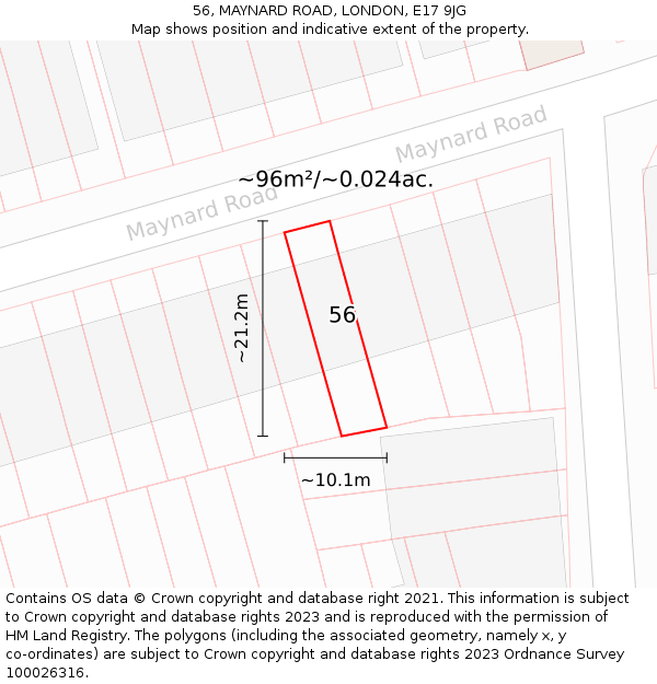 56, MAYNARD ROAD, LONDON, E17 9JG: Plot and title map