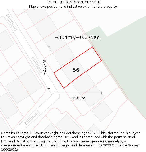 56, MILLFIELD, NESTON, CH64 3TF: Plot and title map