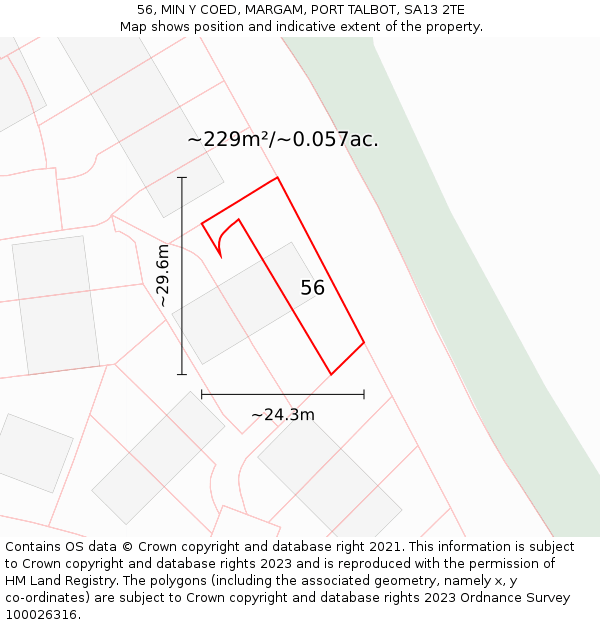 56, MIN Y COED, MARGAM, PORT TALBOT, SA13 2TE: Plot and title map