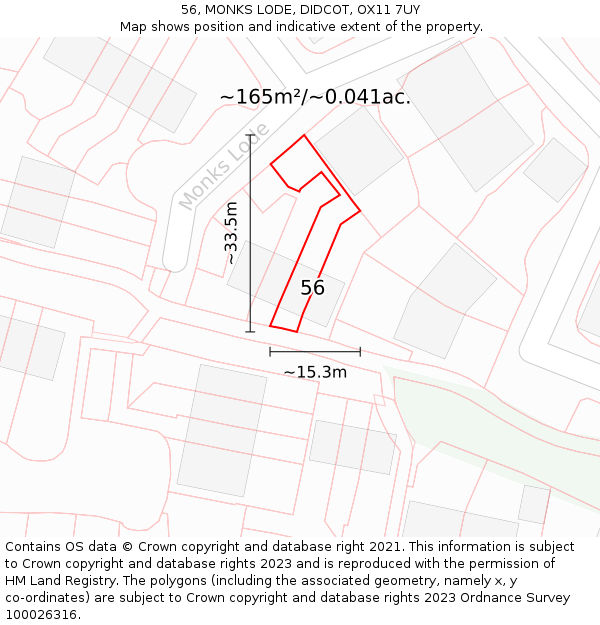 56, MONKS LODE, DIDCOT, OX11 7UY: Plot and title map