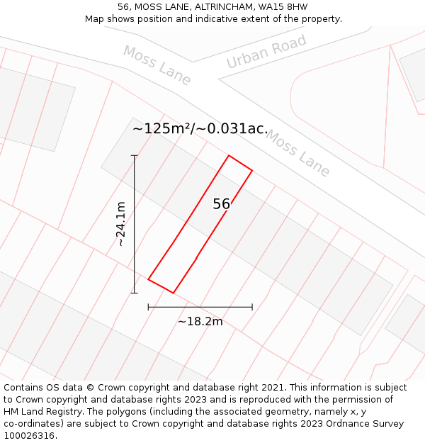56, MOSS LANE, ALTRINCHAM, WA15 8HW: Plot and title map