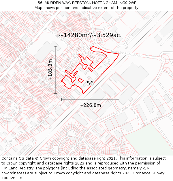 56, MURDEN WAY, BEESTON, NOTTINGHAM, NG9 2WF: Plot and title map