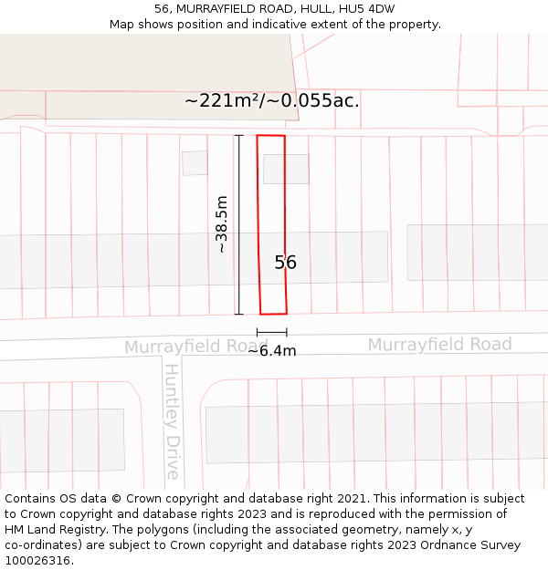 56, MURRAYFIELD ROAD, HULL, HU5 4DW: Plot and title map