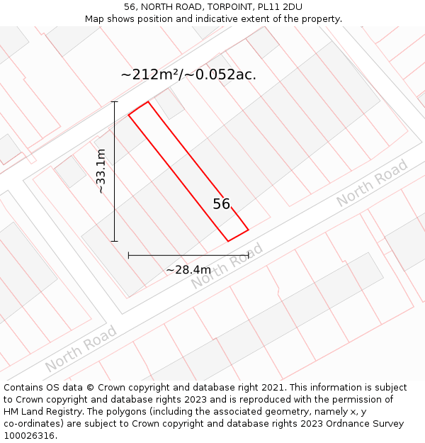 56, NORTH ROAD, TORPOINT, PL11 2DU: Plot and title map