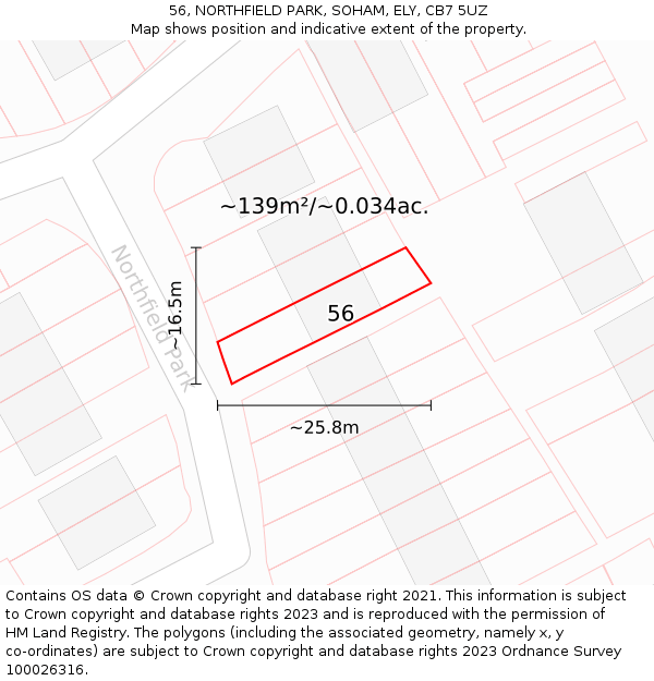 56, NORTHFIELD PARK, SOHAM, ELY, CB7 5UZ: Plot and title map