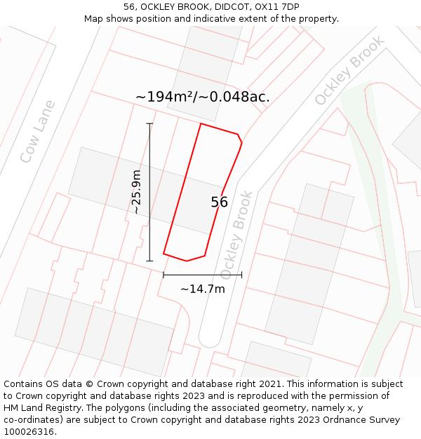 56, OCKLEY BROOK, DIDCOT, OX11 7DP: Plot and title map