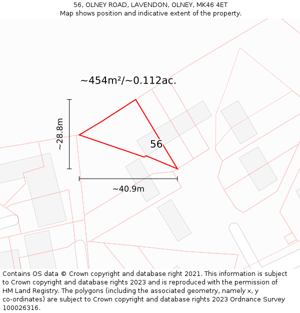 56, OLNEY ROAD, LAVENDON, OLNEY, MK46 4ET: Plot and title map