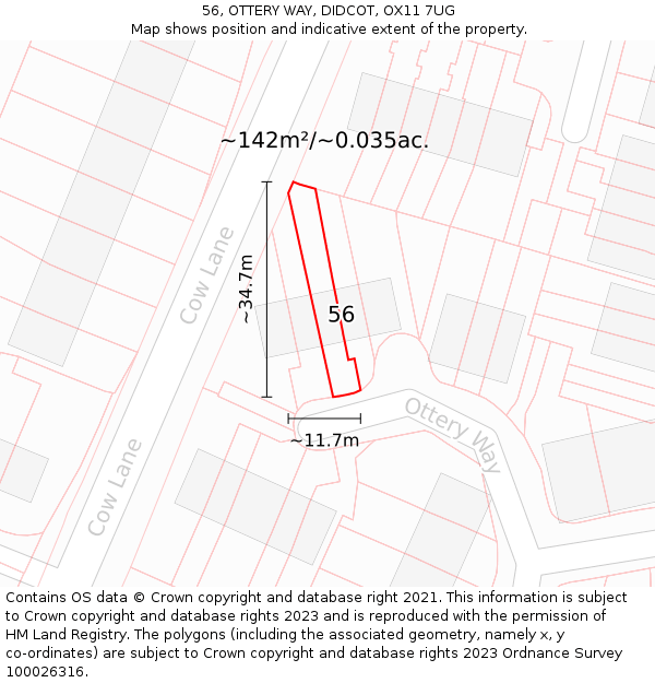 56, OTTERY WAY, DIDCOT, OX11 7UG: Plot and title map