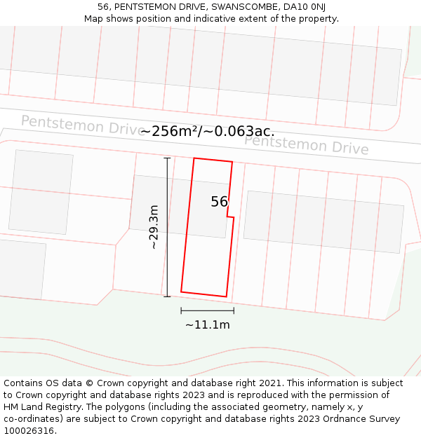 56, PENTSTEMON DRIVE, SWANSCOMBE, DA10 0NJ: Plot and title map