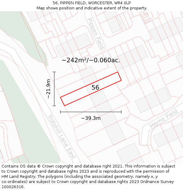 56, PIPPEN FIELD, WORCESTER, WR4 0LP: Plot and title map