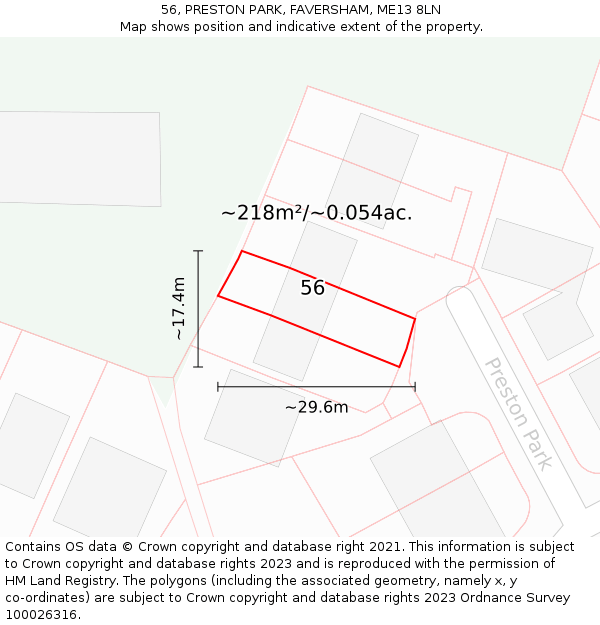 56, PRESTON PARK, FAVERSHAM, ME13 8LN: Plot and title map