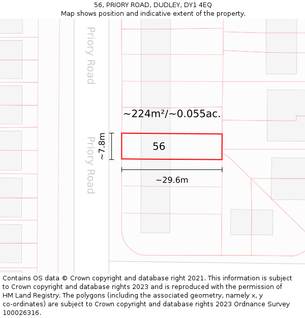 56, PRIORY ROAD, DUDLEY, DY1 4EQ: Plot and title map