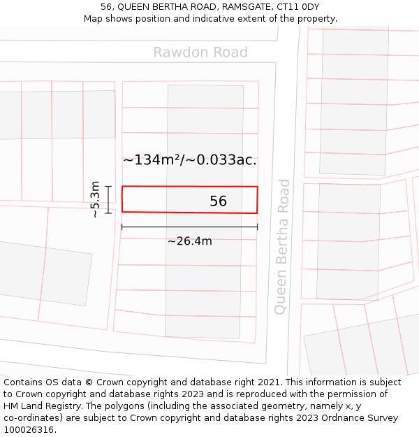 56, QUEEN BERTHA ROAD, RAMSGATE, CT11 0DY: Plot and title map