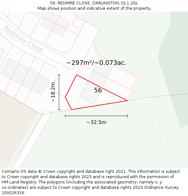 56, REDMIRE CLOSE, DARLINGTON, DL1 2GL: Plot and title map