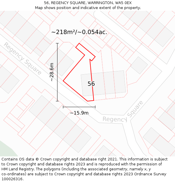 56, REGENCY SQUARE, WARRINGTON, WA5 0EX: Plot and title map