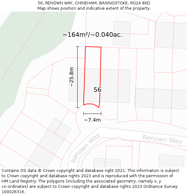 56, RENOWN WAY, CHINEHAM, BASINGSTOKE, RG24 8XD: Plot and title map