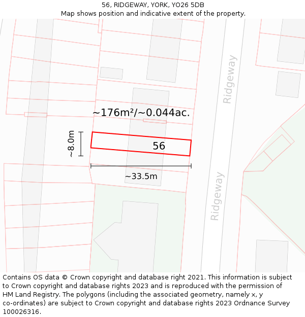 56, RIDGEWAY, YORK, YO26 5DB: Plot and title map