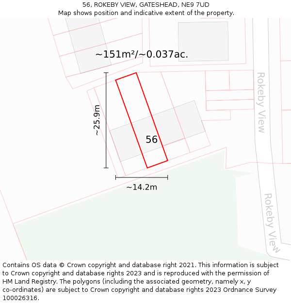 56, ROKEBY VIEW, GATESHEAD, NE9 7UD: Plot and title map