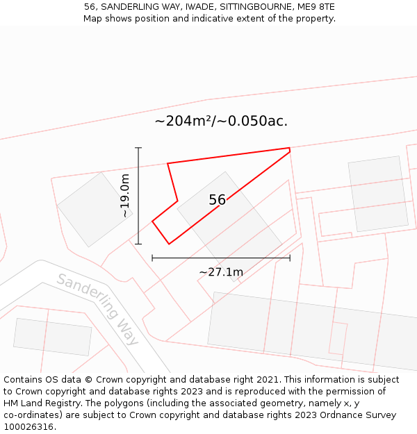 56, SANDERLING WAY, IWADE, SITTINGBOURNE, ME9 8TE: Plot and title map