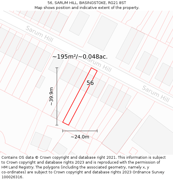 56, SARUM HILL, BASINGSTOKE, RG21 8ST: Plot and title map