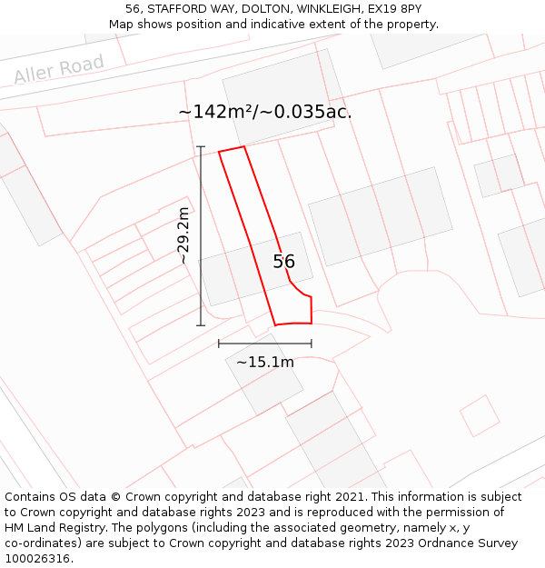 56, STAFFORD WAY, DOLTON, WINKLEIGH, EX19 8PY: Plot and title map