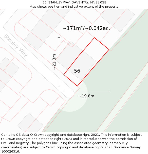 56, STANLEY WAY, DAVENTRY, NN11 0SE: Plot and title map