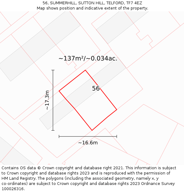 56, SUMMERHILL, SUTTON HILL, TELFORD, TF7 4EZ: Plot and title map