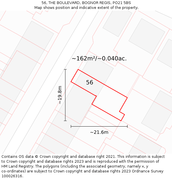 56, THE BOULEVARD, BOGNOR REGIS, PO21 5BS: Plot and title map