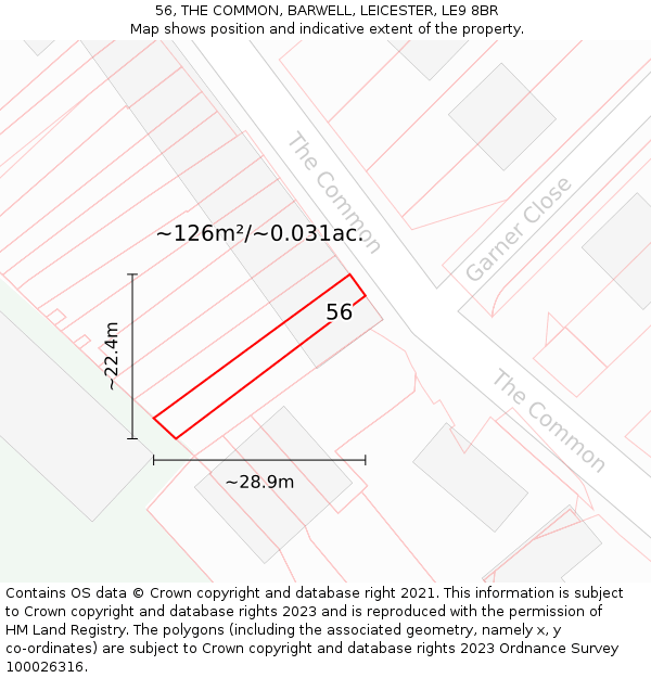 56, THE COMMON, BARWELL, LEICESTER, LE9 8BR: Plot and title map