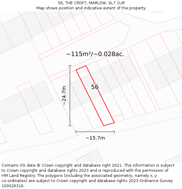 56, THE CROFT, MARLOW, SL7 1UR: Plot and title map