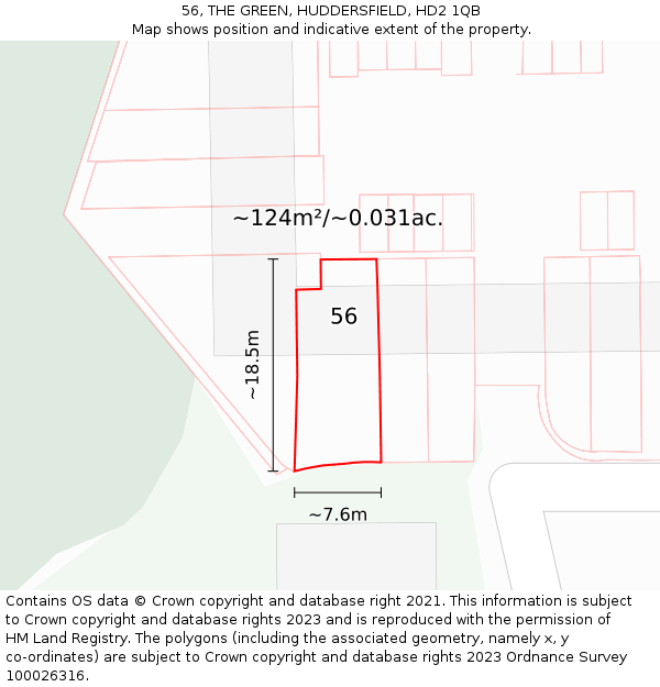 56, THE GREEN, HUDDERSFIELD, HD2 1QB: Plot and title map
