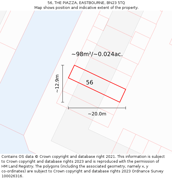 56, THE PIAZZA, EASTBOURNE, BN23 5TQ: Plot and title map
