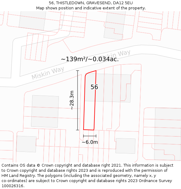 56, THISTLEDOWN, GRAVESEND, DA12 5EU: Plot and title map