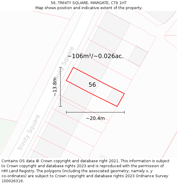 56, TRINITY SQUARE, MARGATE, CT9 1HT: Plot and title map