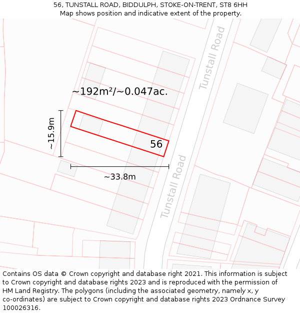 56, TUNSTALL ROAD, BIDDULPH, STOKE-ON-TRENT, ST8 6HH: Plot and title map