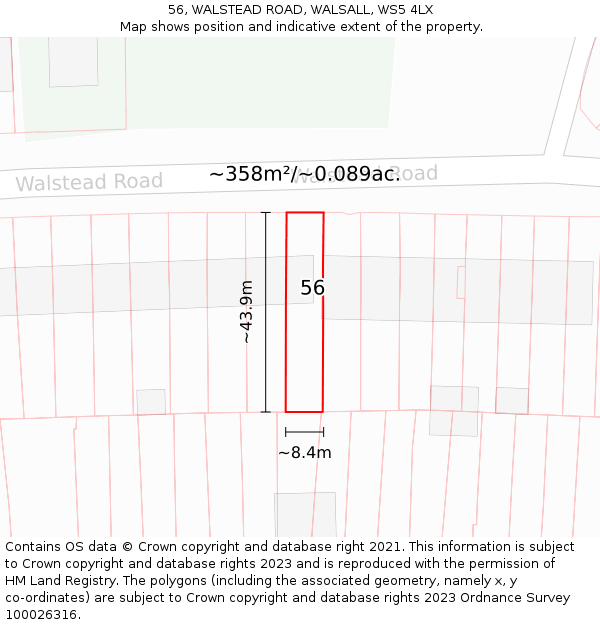 56, WALSTEAD ROAD, WALSALL, WS5 4LX: Plot and title map