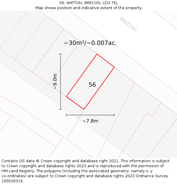 56, WATTON, BRECON, LD3 7EL: Plot and title map