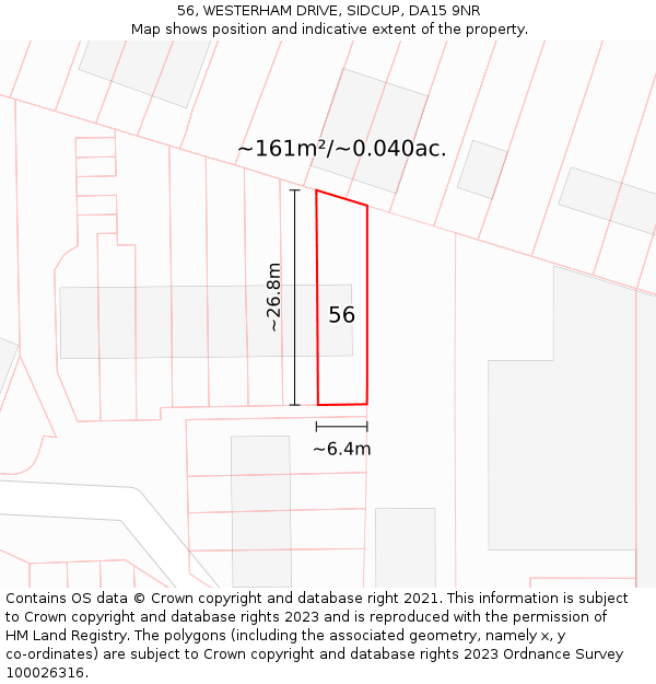 56, WESTERHAM DRIVE, SIDCUP, DA15 9NR: Plot and title map