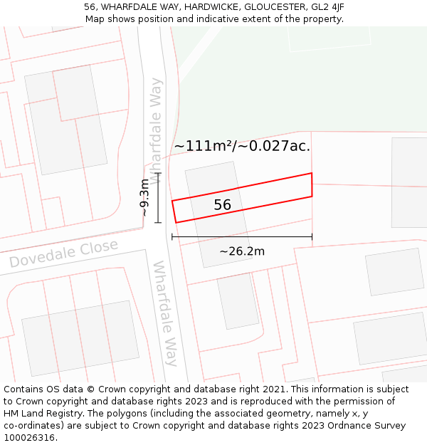 56, WHARFDALE WAY, HARDWICKE, GLOUCESTER, GL2 4JF: Plot and title map