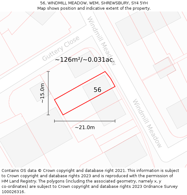 56, WINDMILL MEADOW, WEM, SHREWSBURY, SY4 5YH: Plot and title map